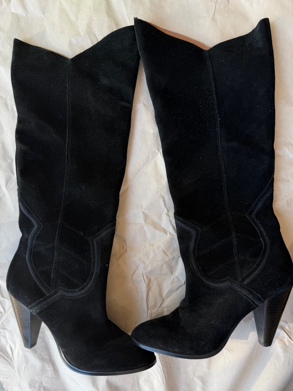 Aldo Black Suede Mid-Calf Heeled Boots
